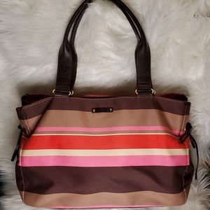 Kate Spade Large Canvas/Leather Striped Tote